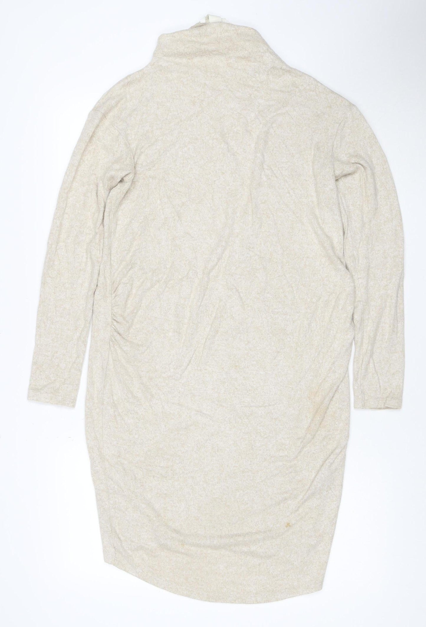 H&M MAMA Beige Knit Roll Neck Maternity Bodycon Dress Size 12