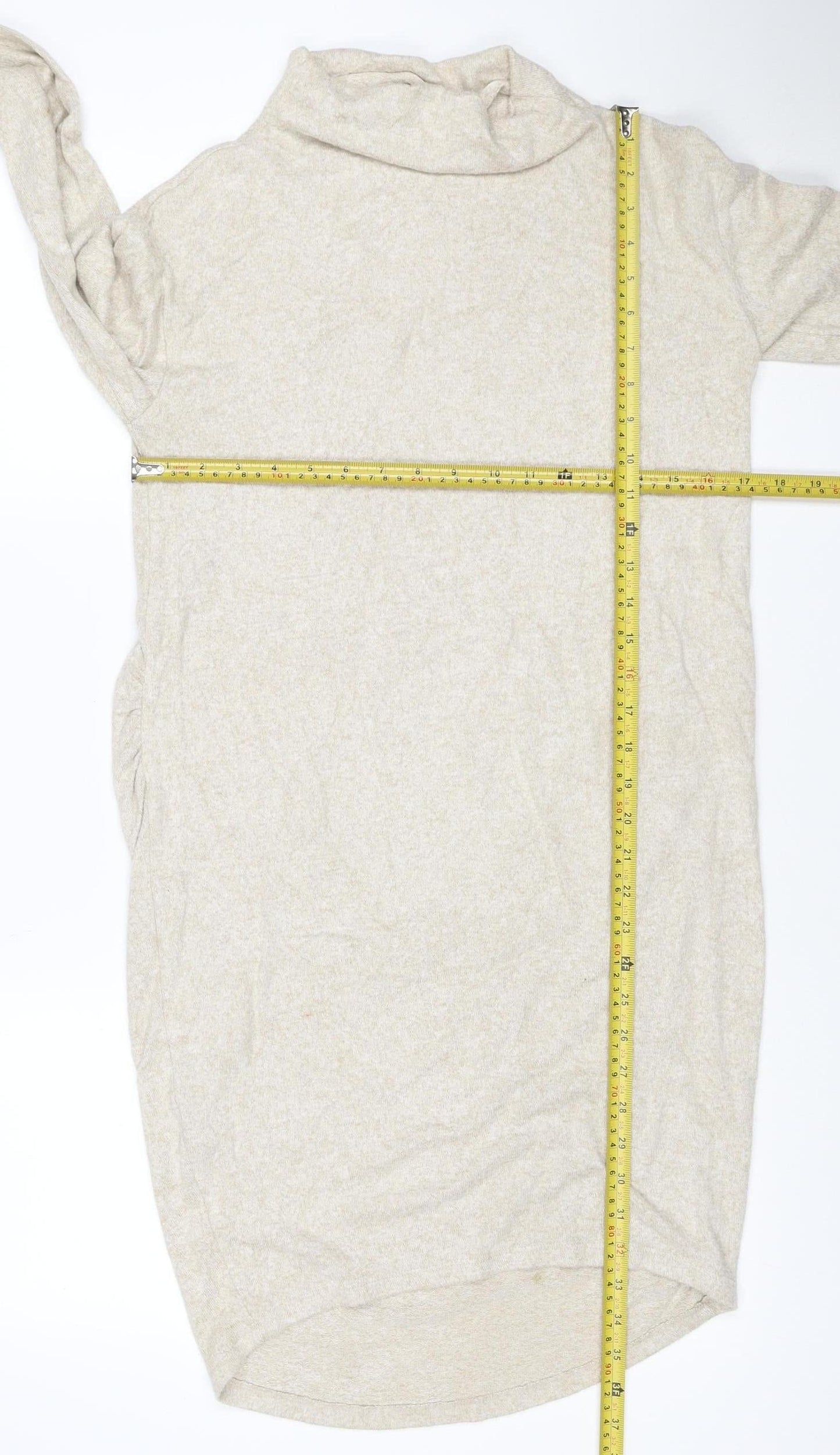 H&M MAMA Beige Knit Roll Neck Maternity Bodycon Dress Size 12