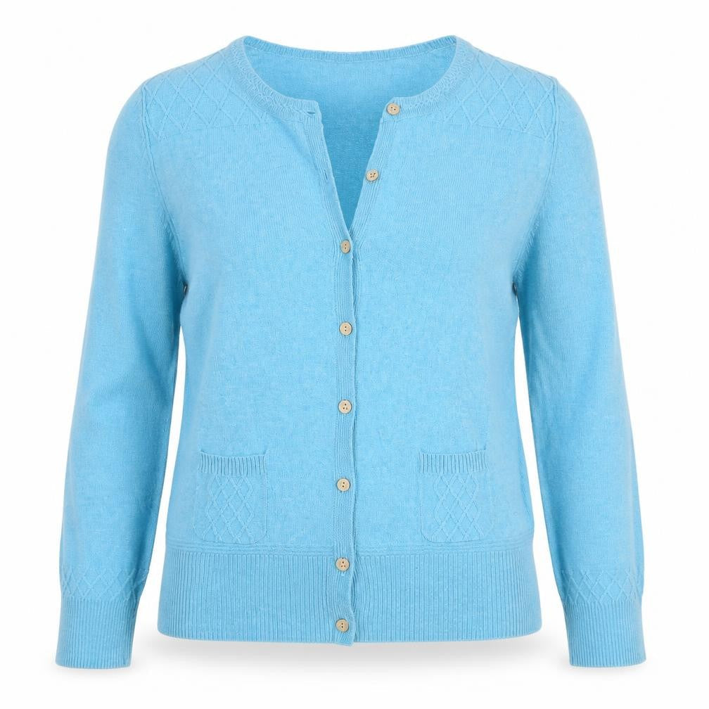 FatFace Women's Blue Cotton V-Neck Button Cardigan Size 12