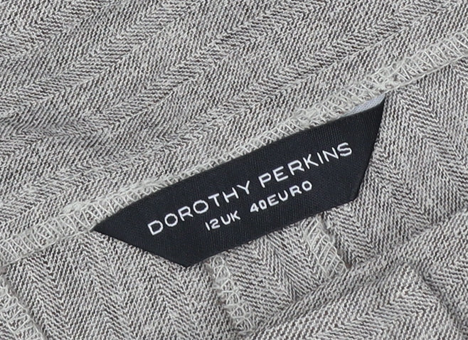 Dorothy Perkins Women’s Grey Wide-Leg Linen Blend Trousers Size 12