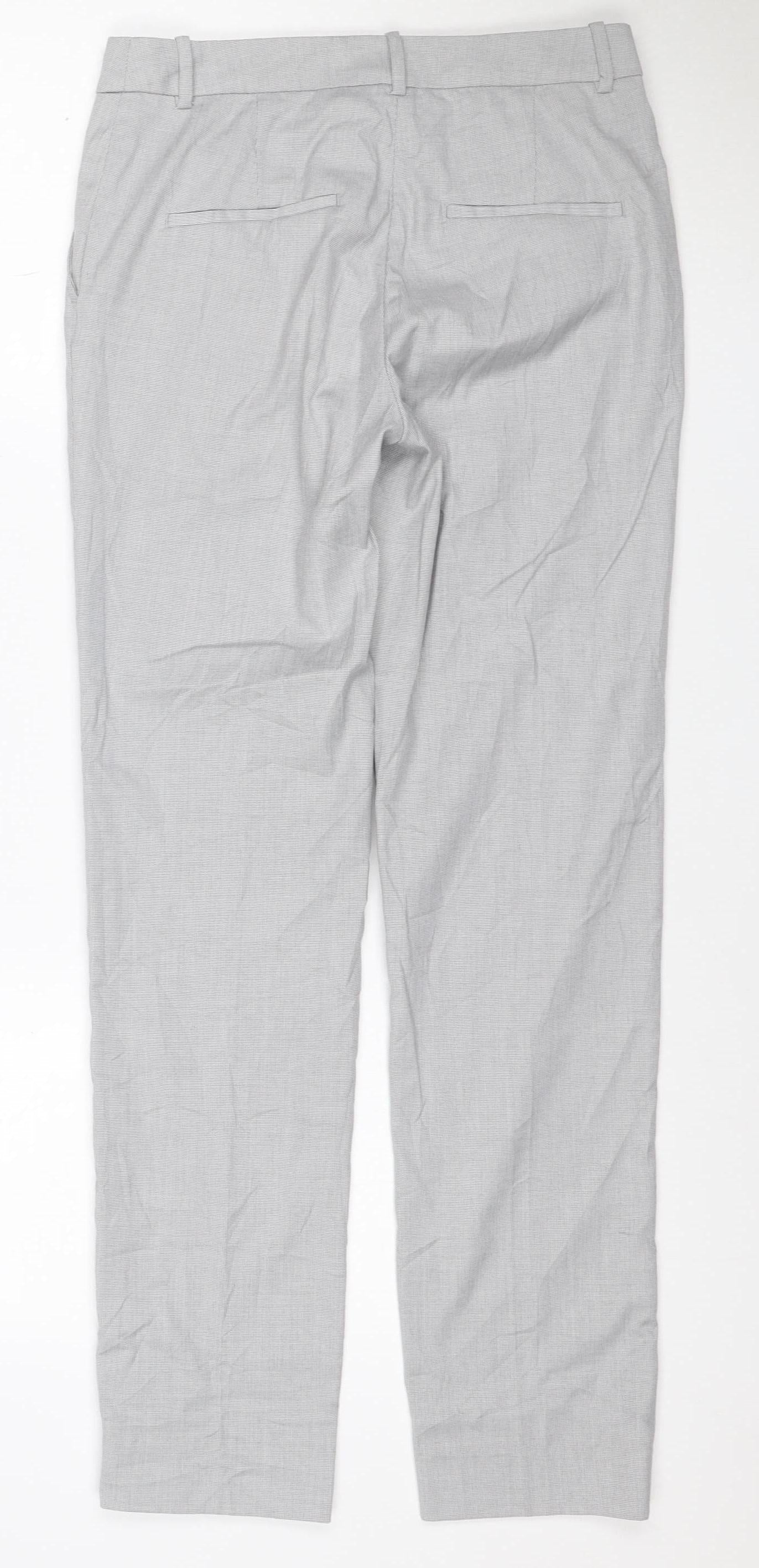 H&M Men's Grey Slim Fit Check Chino Trousers XS