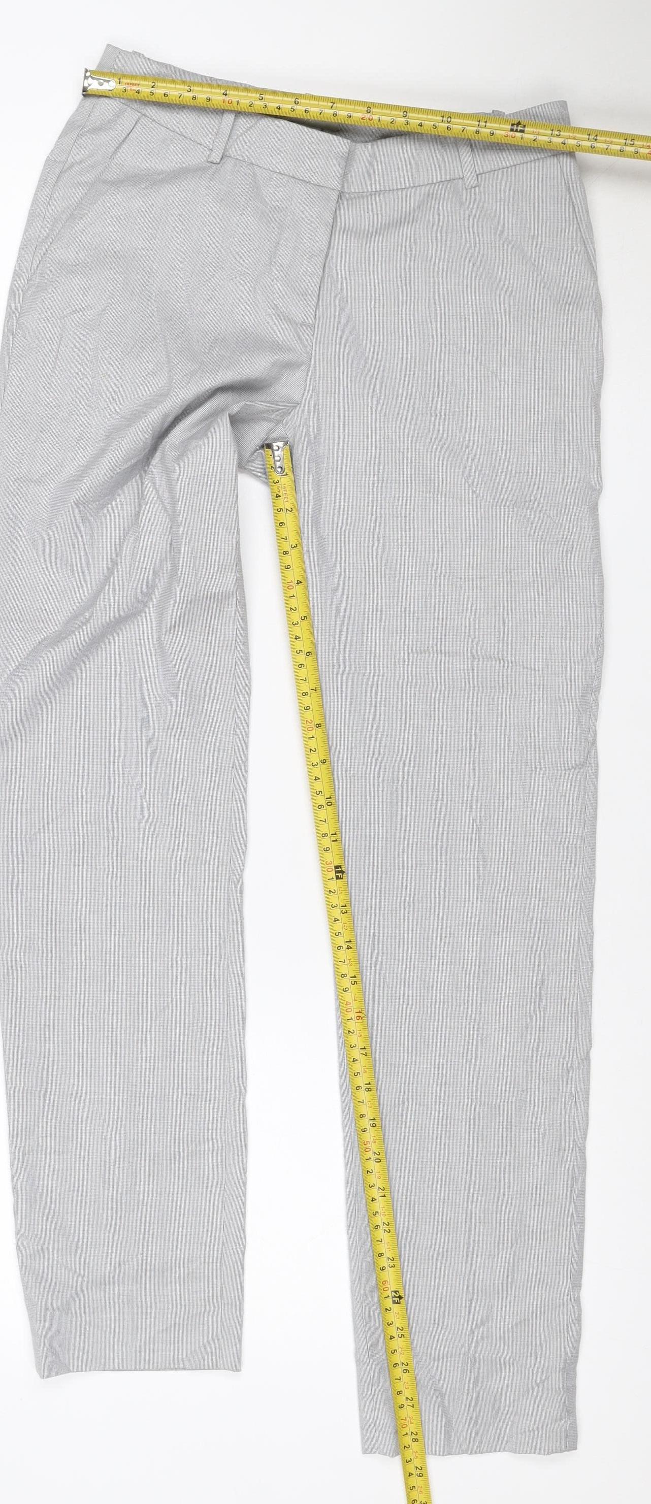 H&M Men's Grey Slim Fit Check Chino Trousers XS