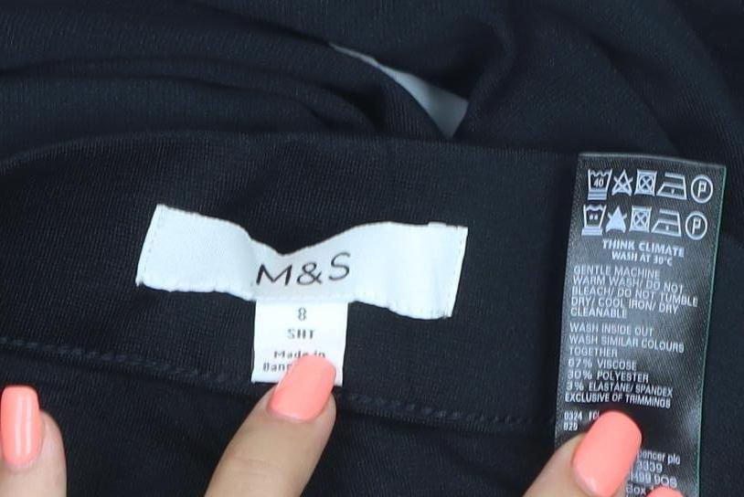 Marks and Spencer Womens Black Size 8 Slim Fit Stretch Trousers