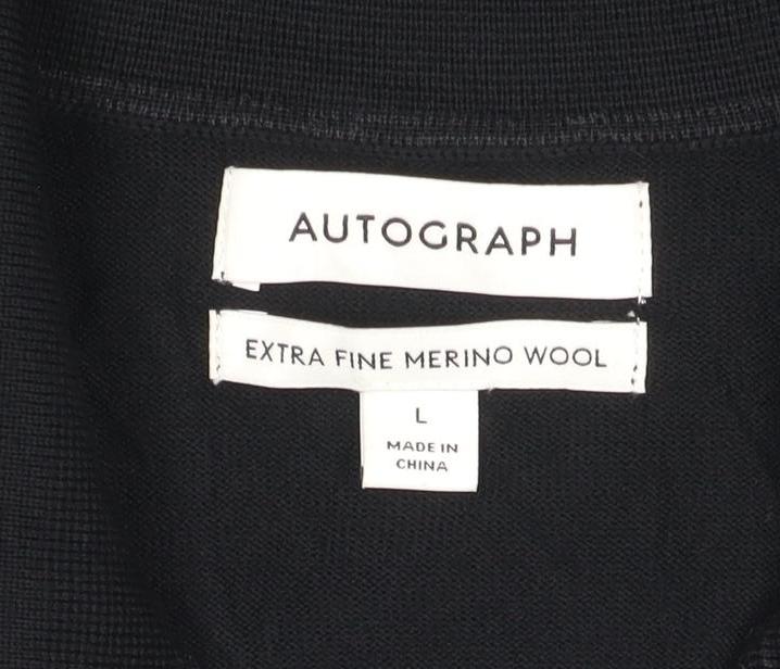 Marks and Spencer Autograph Men’s Black Merino Wool Henley Jumper L