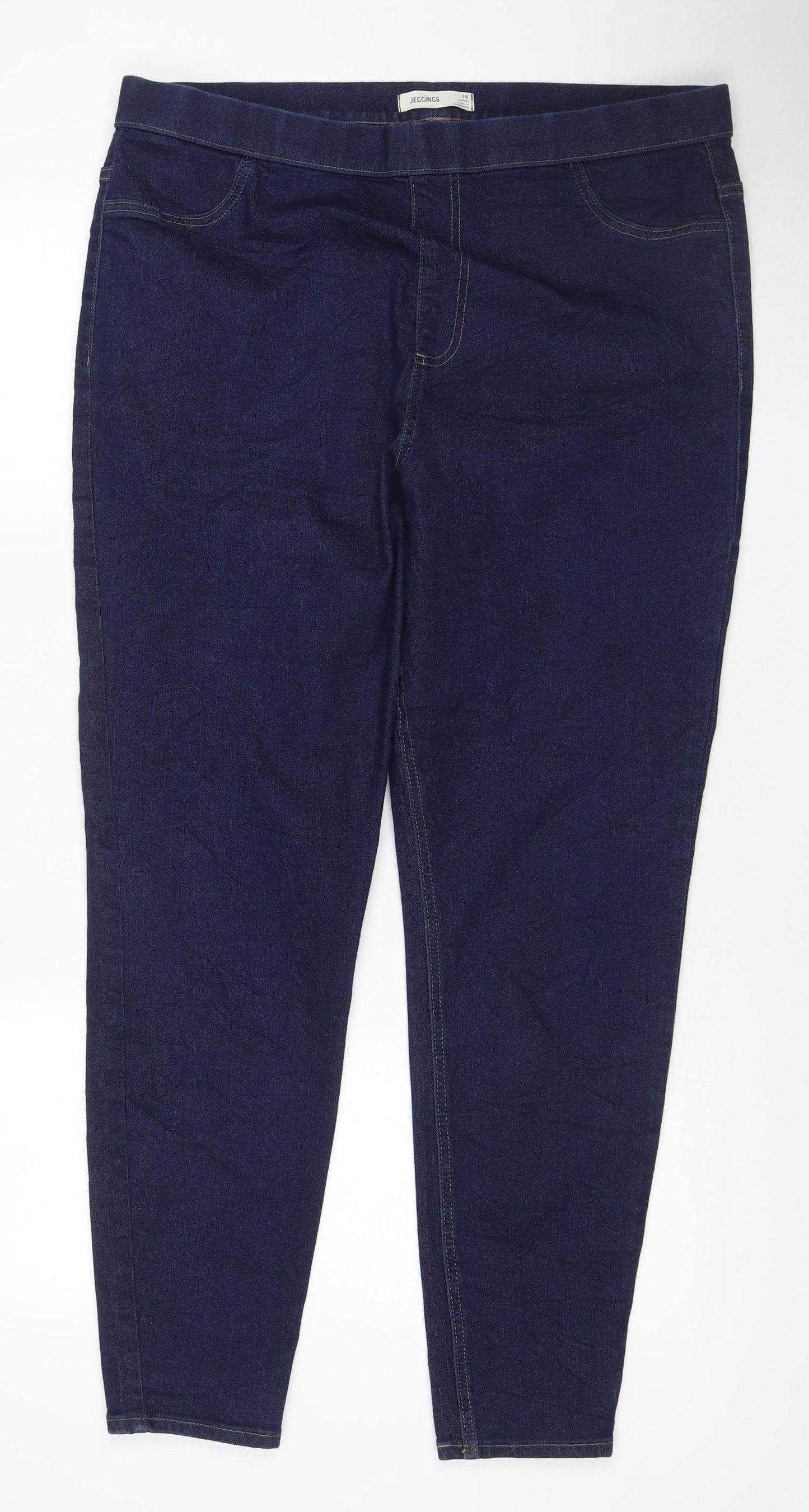 Marks and Spencer Women's Blue Dark Indigo Jegging Jeans Size 18 Long