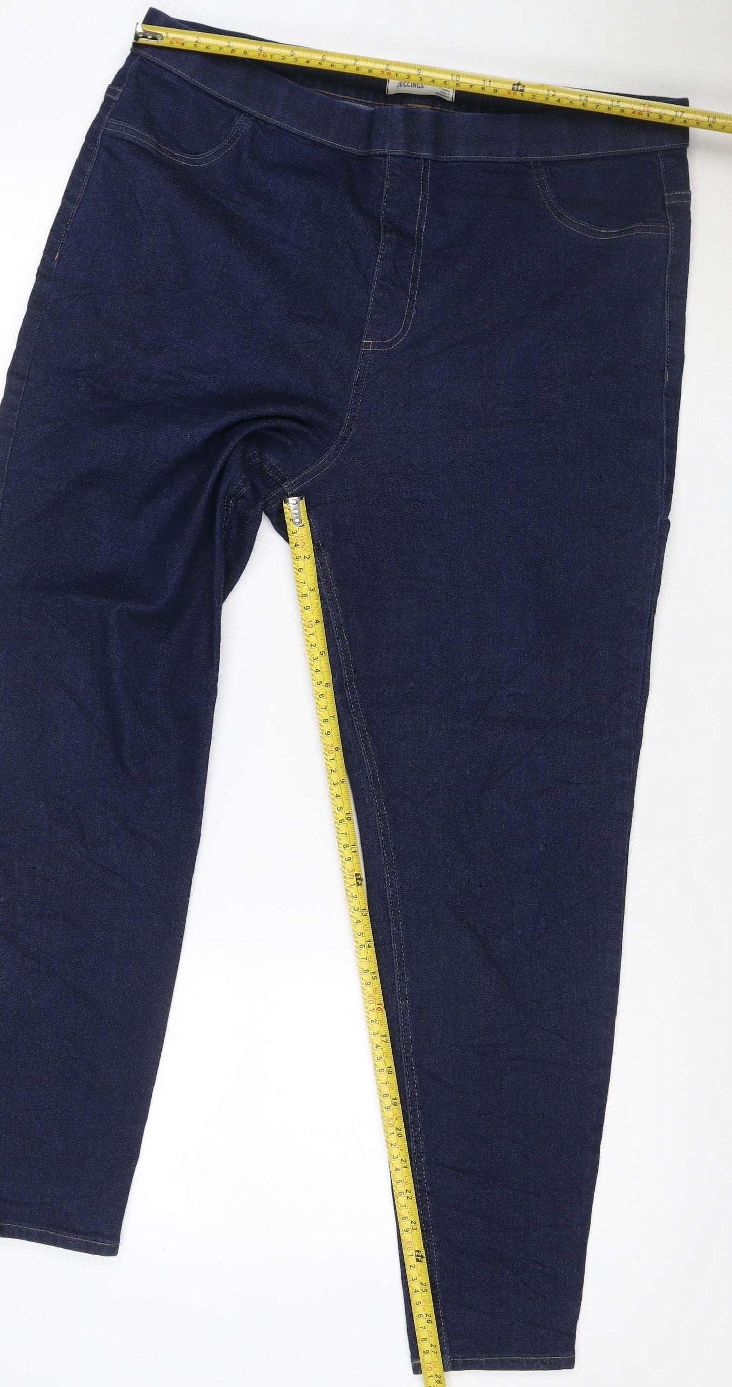 Marks and Spencer Women's Blue Dark Indigo Jegging Jeans Size 18 Long