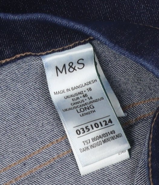 Marks and Spencer Women's Blue Dark Indigo Jegging Jeans Size 18 Long