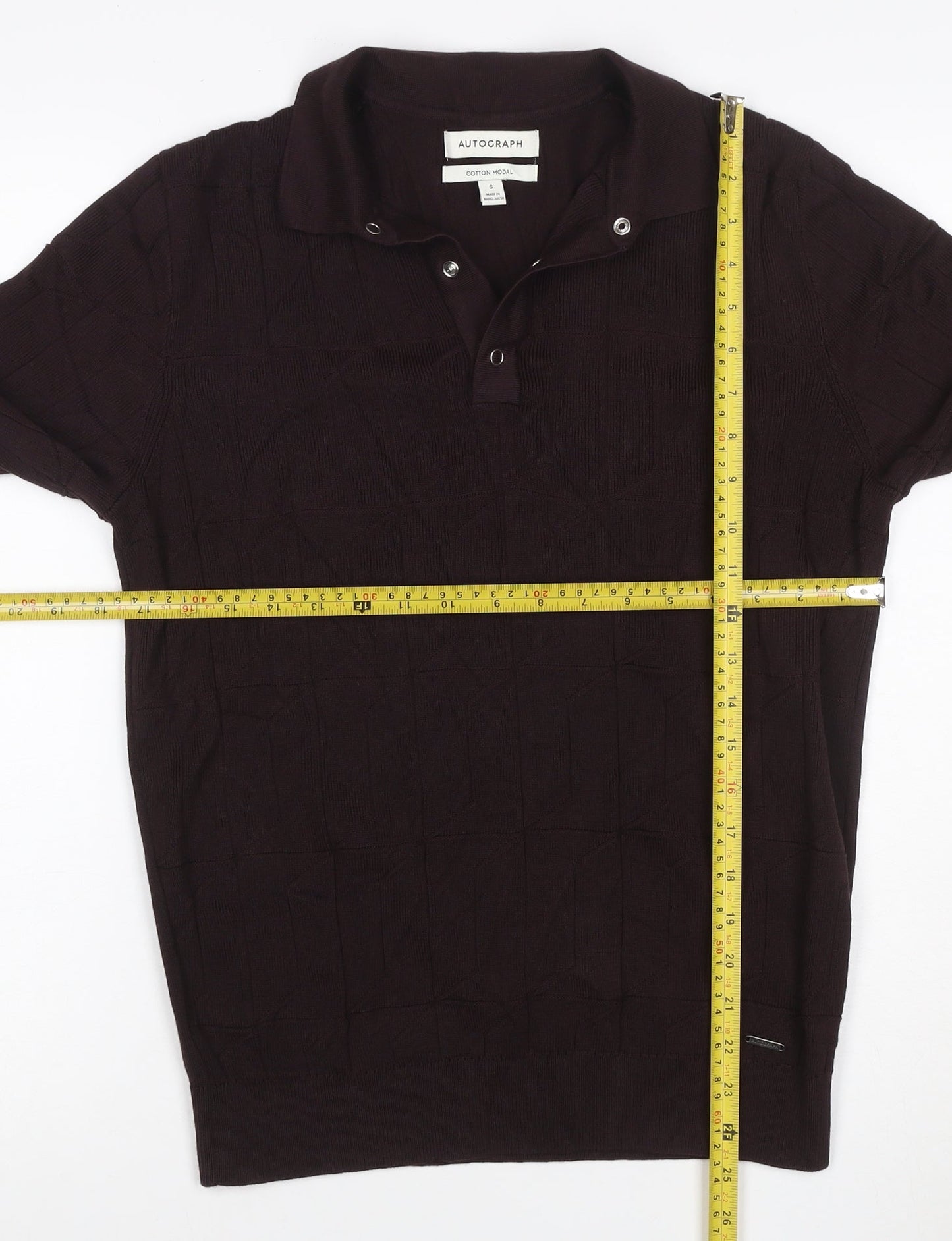 Marks and Spencer Men’s Brown Cotton Modal Henley Jumper Size S