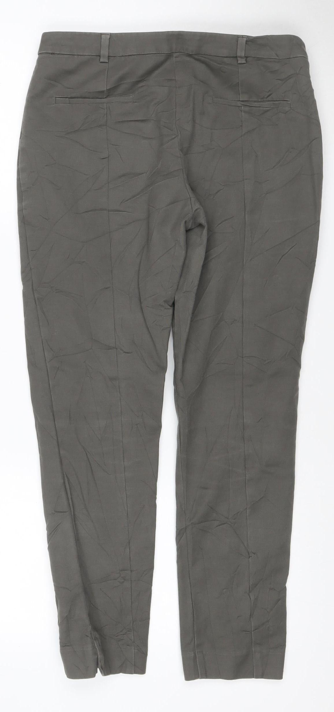 Oasis Green Lyocell Slim Fit Chino Trousers Size 10