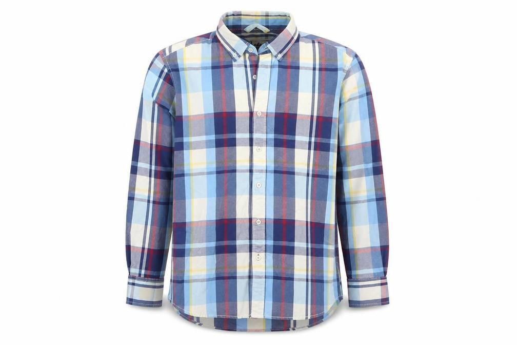 Boden Men's Blue Checked Long Sleeve Button-Up Shirt Size L