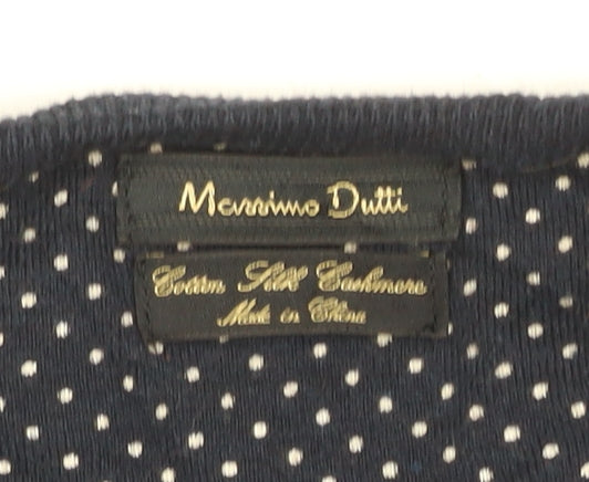Massimo Dutti Women's Blue V-Neck Cotton Cashmere Jumper Size M