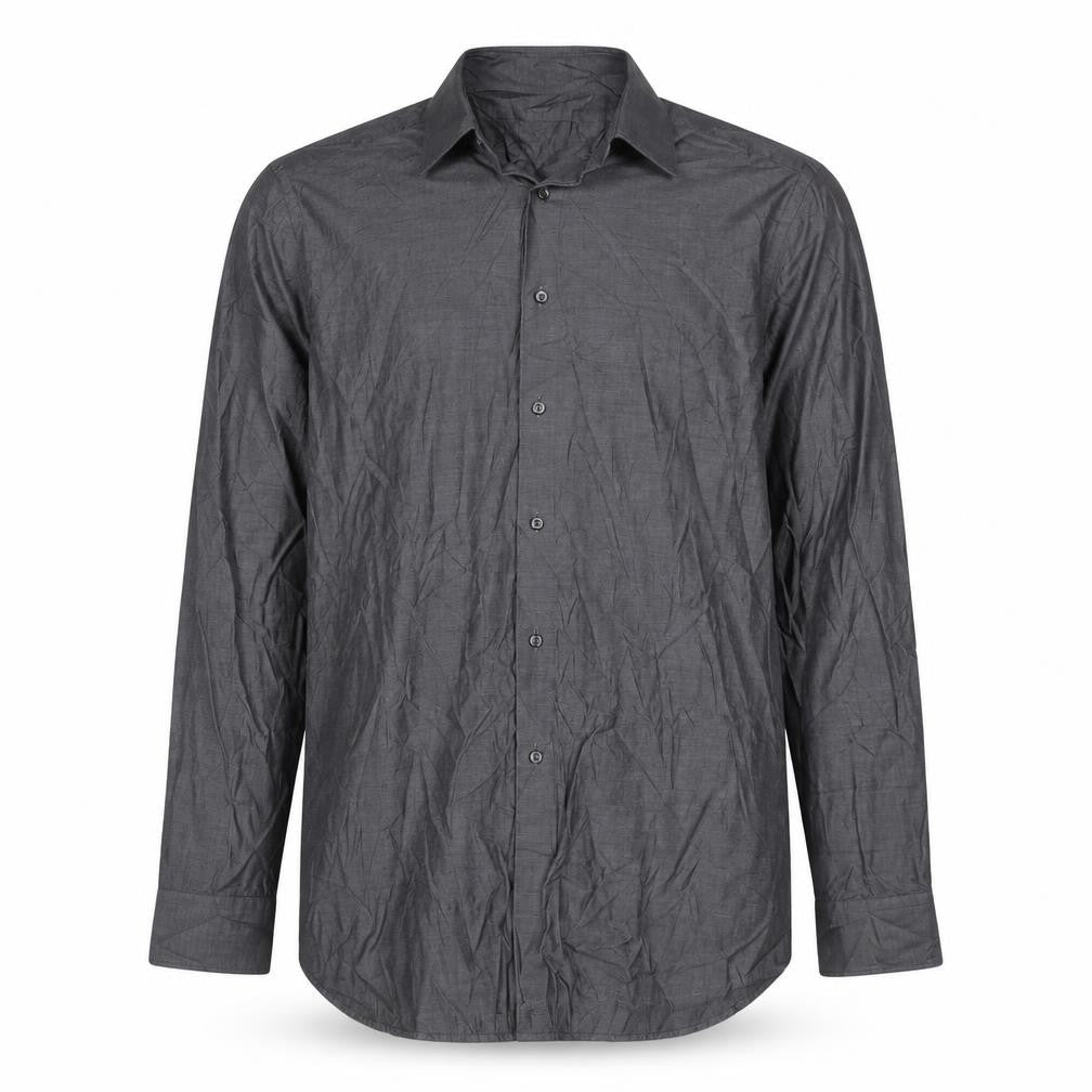 Marks & Spencer Autograph Grey Pure Cotton Men's 16 Regular Fit Long Sleeve Shirt