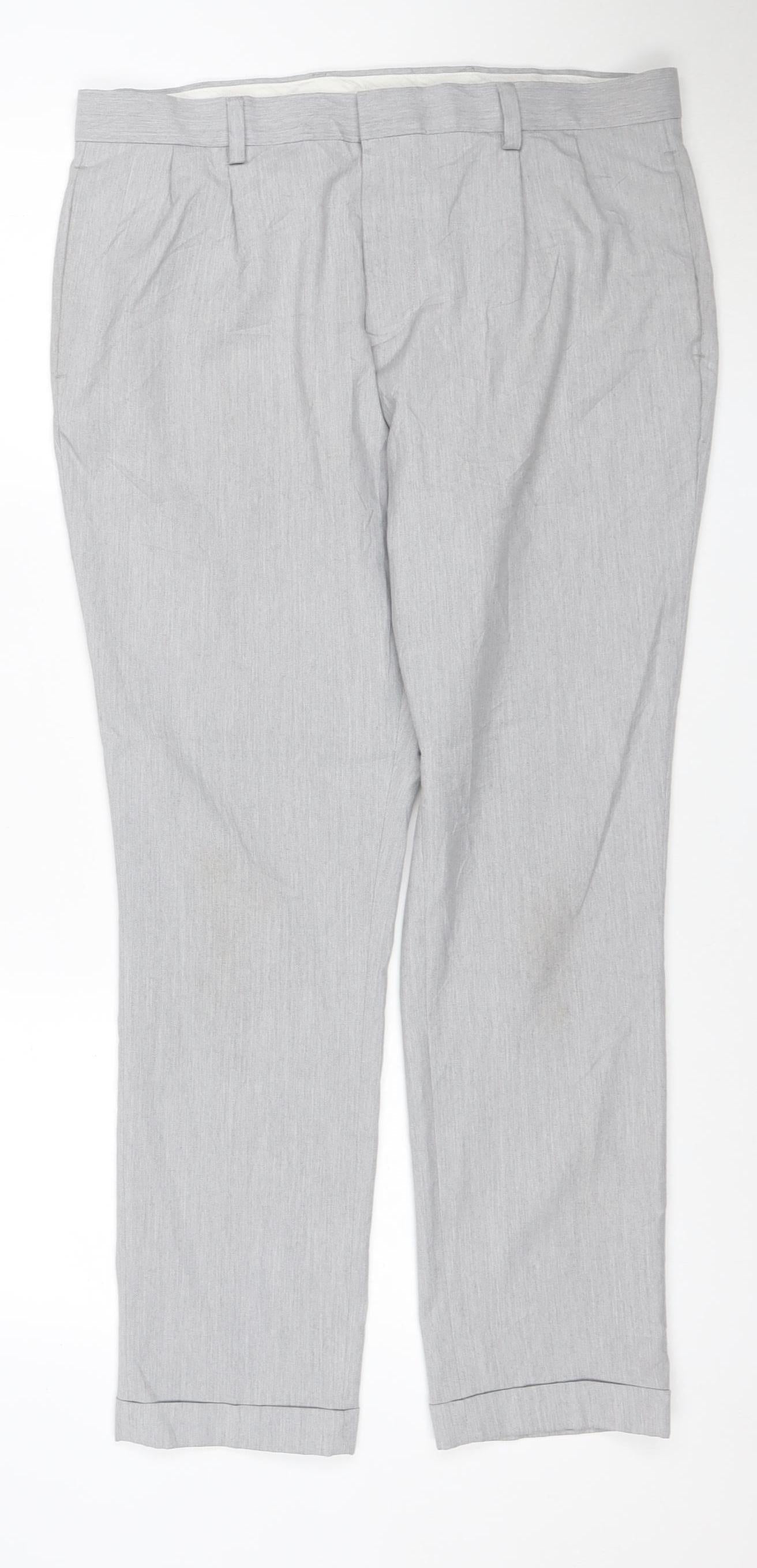 Next Men's Grey Chino Trousers 34W 31L Regular Fit Lightweight