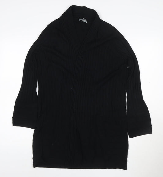 Marks and Spencer Per Una Women’s Black Size 14 Open Ribbed Knit Cardigan