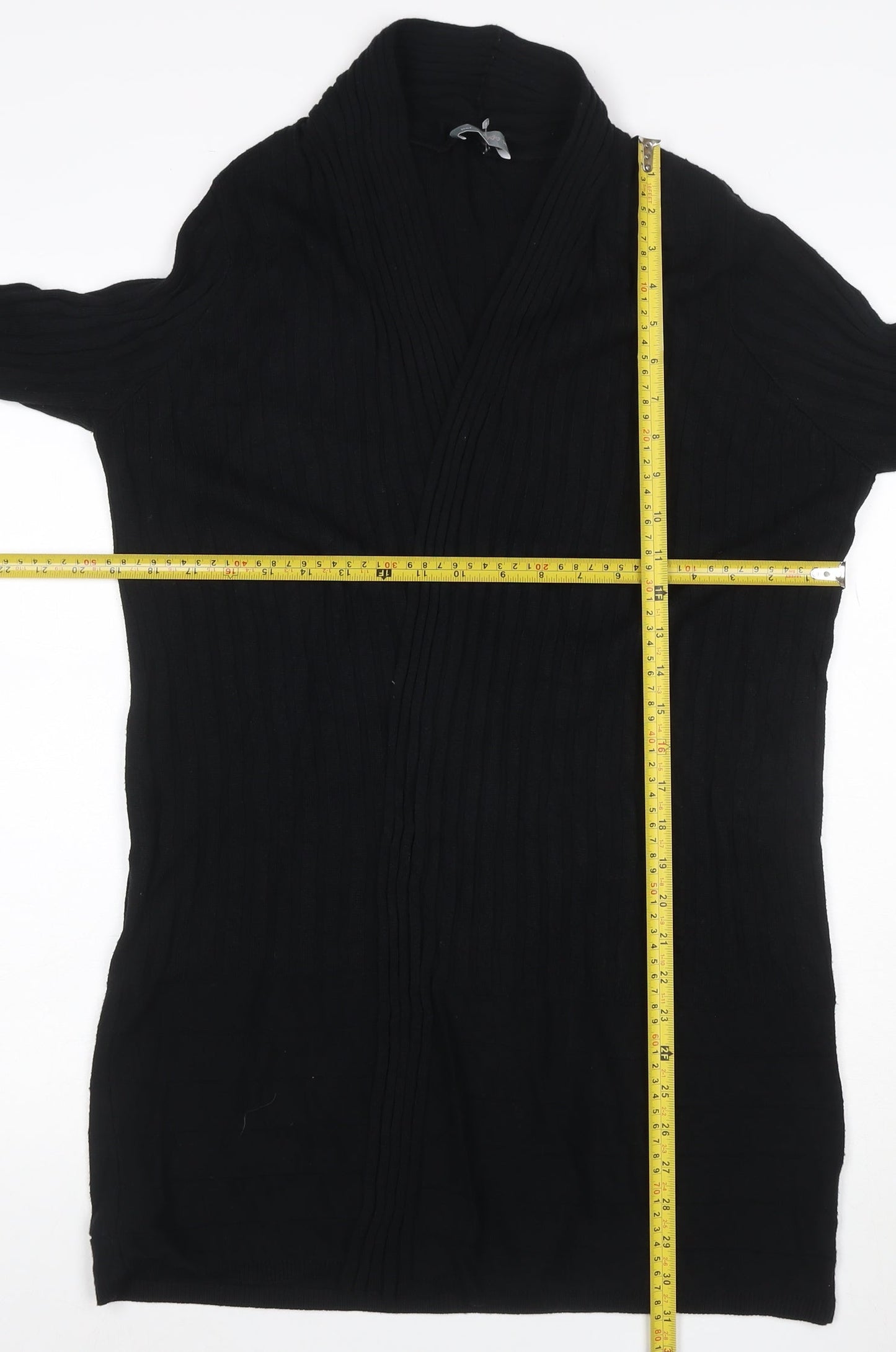 Marks and Spencer Per Una Women’s Black Size 14 Open Ribbed Knit Cardigan