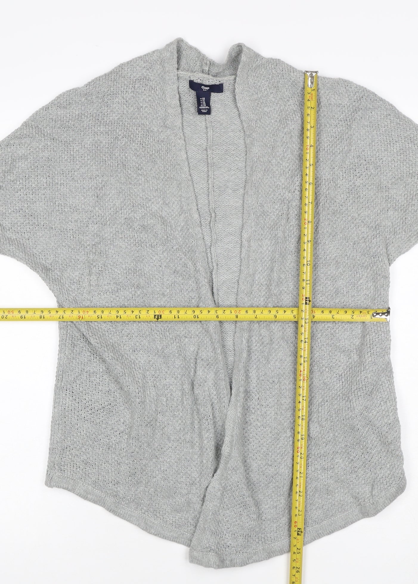 Gap Womens Grey XS Open-Knit Short Sleeve Cotton Cardigan