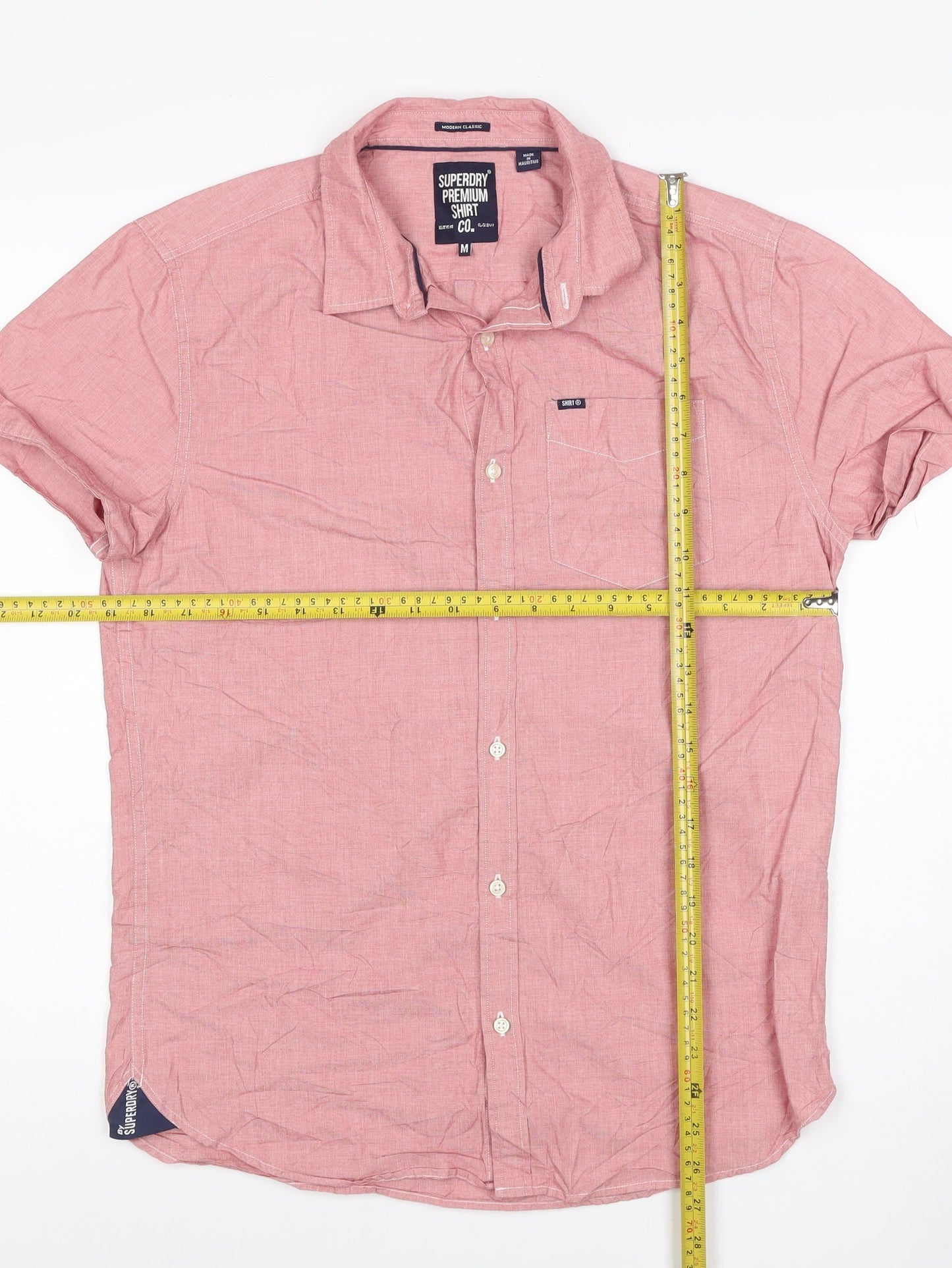 Superdry Men Red Short Sleeve Cotton Button-Up Shirt M