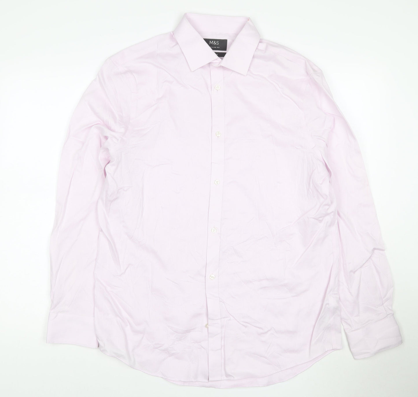 Marks and Spencer Men’s Pink 16in Regular Fit Long Sleeve Cotton Shirt
