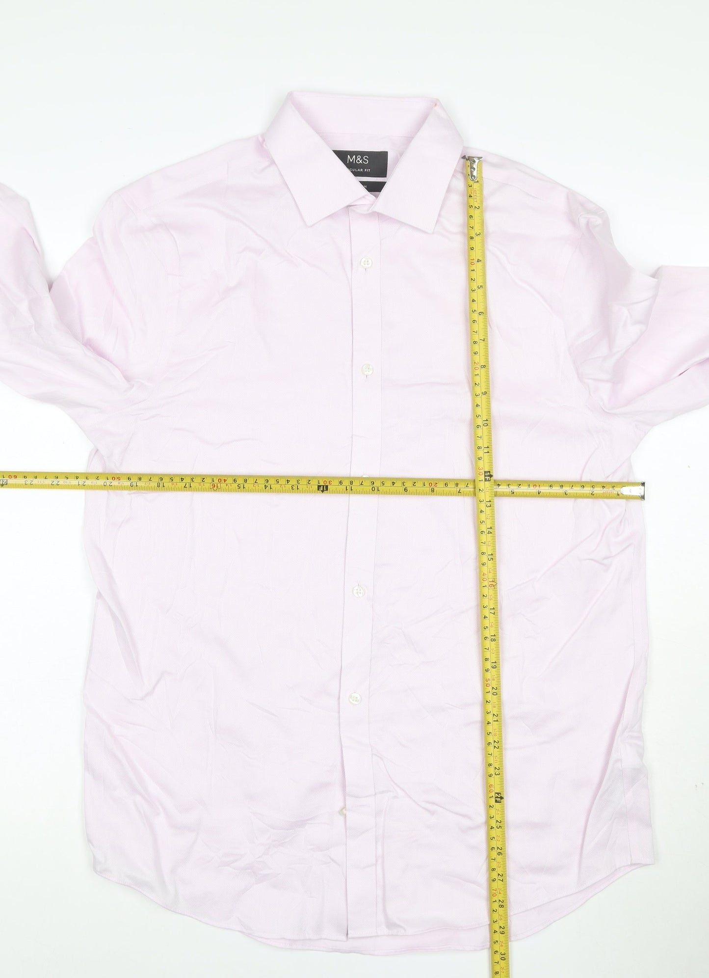 Marks and Spencer Men’s Pink 16in Regular Fit Long Sleeve Cotton Shirt