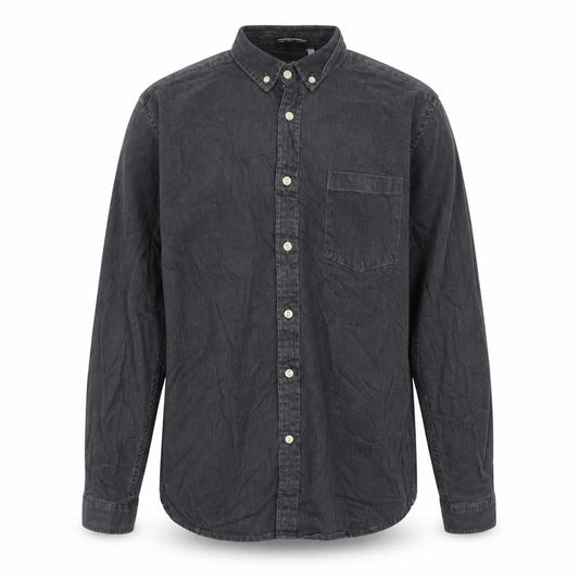 ASOS Design Men's Grey Cotton Long Sleeve Button-Up Shirt Size L