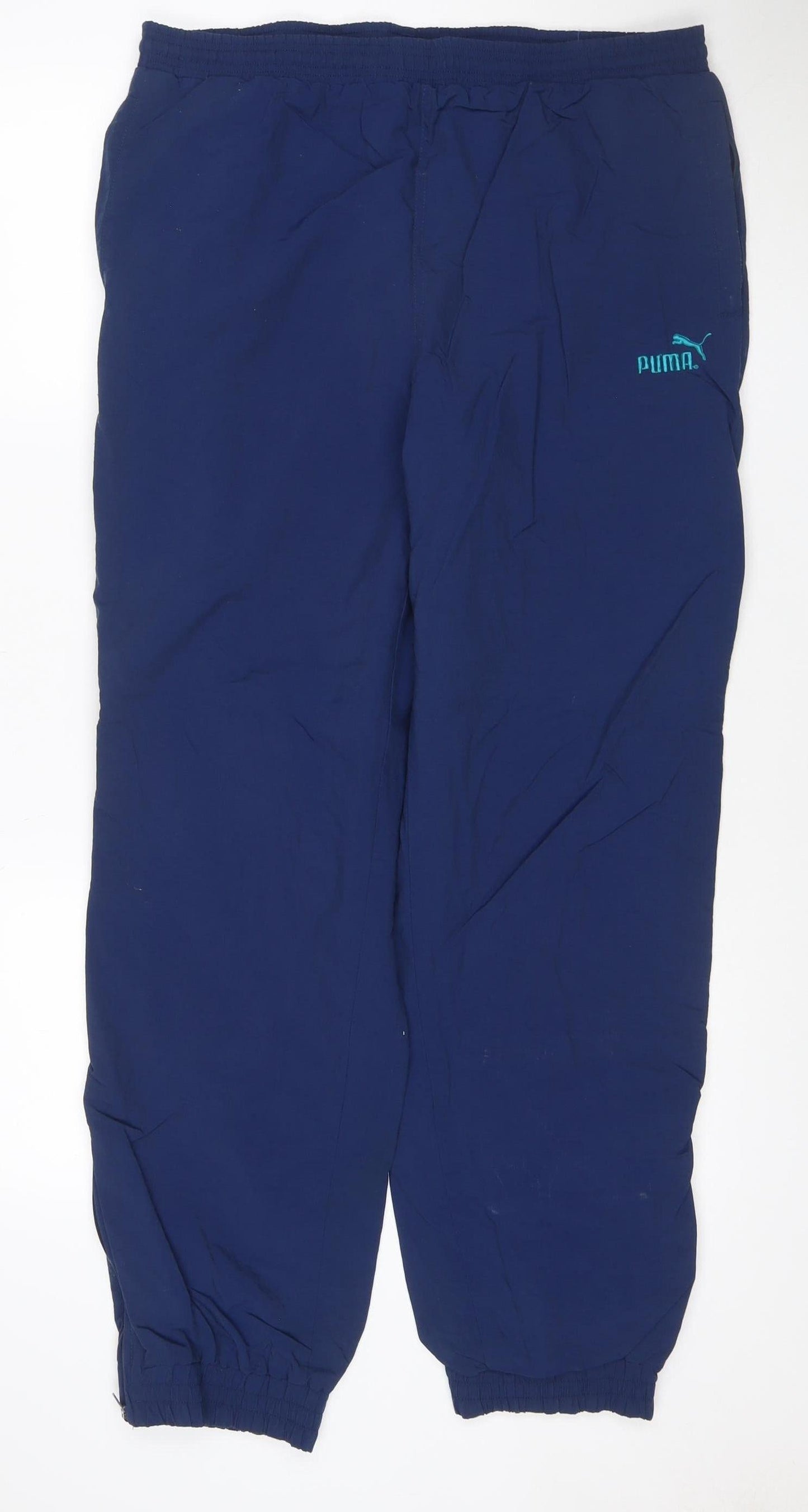 Puma Mens Blue Track Pants L Lightweight Woven Sports Trousers