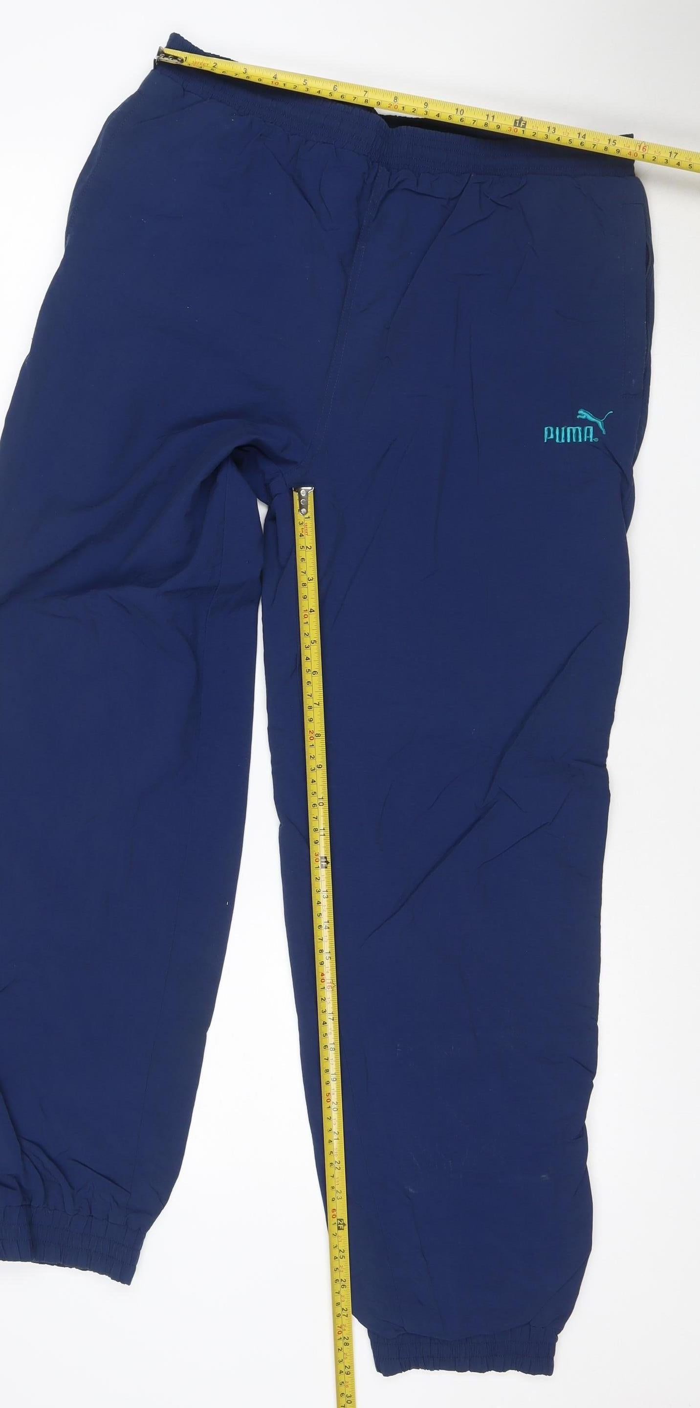 Puma Mens Blue Track Pants L Lightweight Woven Sports Trousers