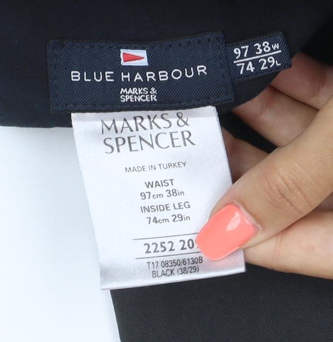 Marks and Spencer Blue Harbour Men's Black 38W 29L Chino Trousers