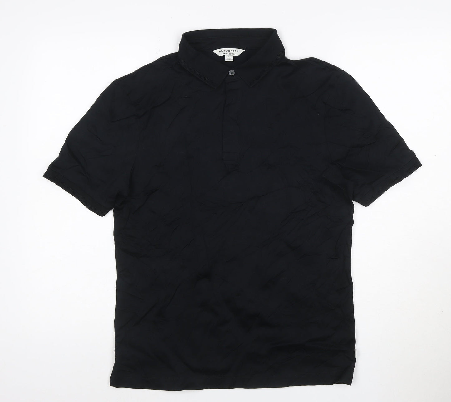 Marks and Spencer Autograph Men's Black Cotton Polo Shirt S