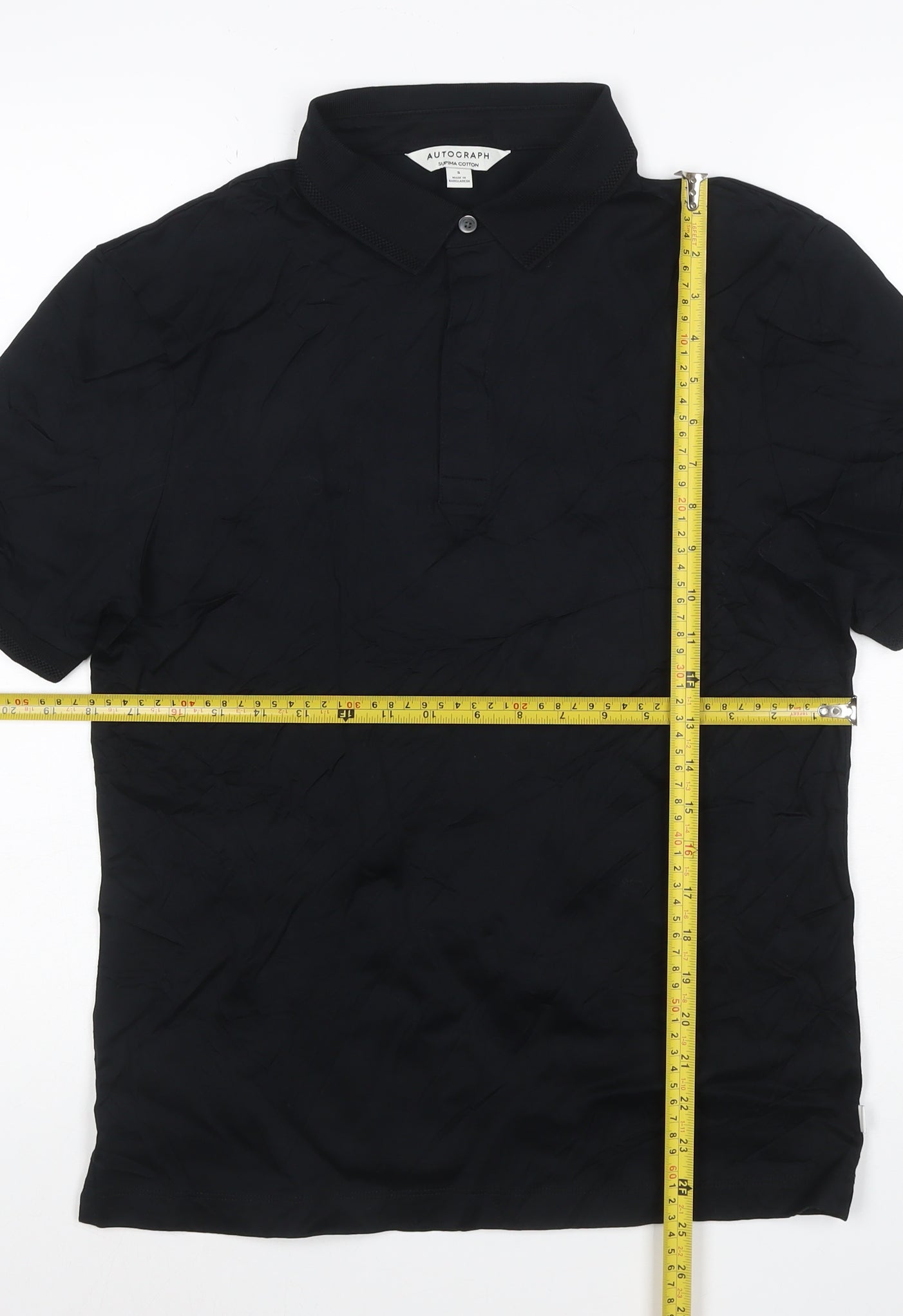 Marks and Spencer Autograph Men's Black Cotton Polo Shirt S