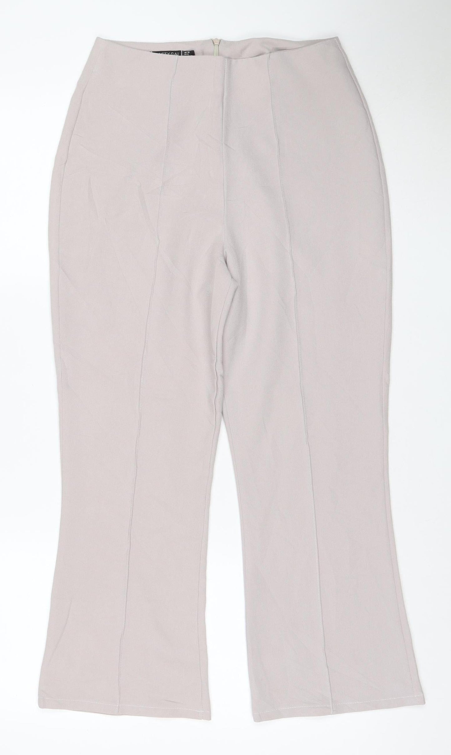 Nasty Gal Women’s Beige Wide-Leg Crepe Trousers UK 10