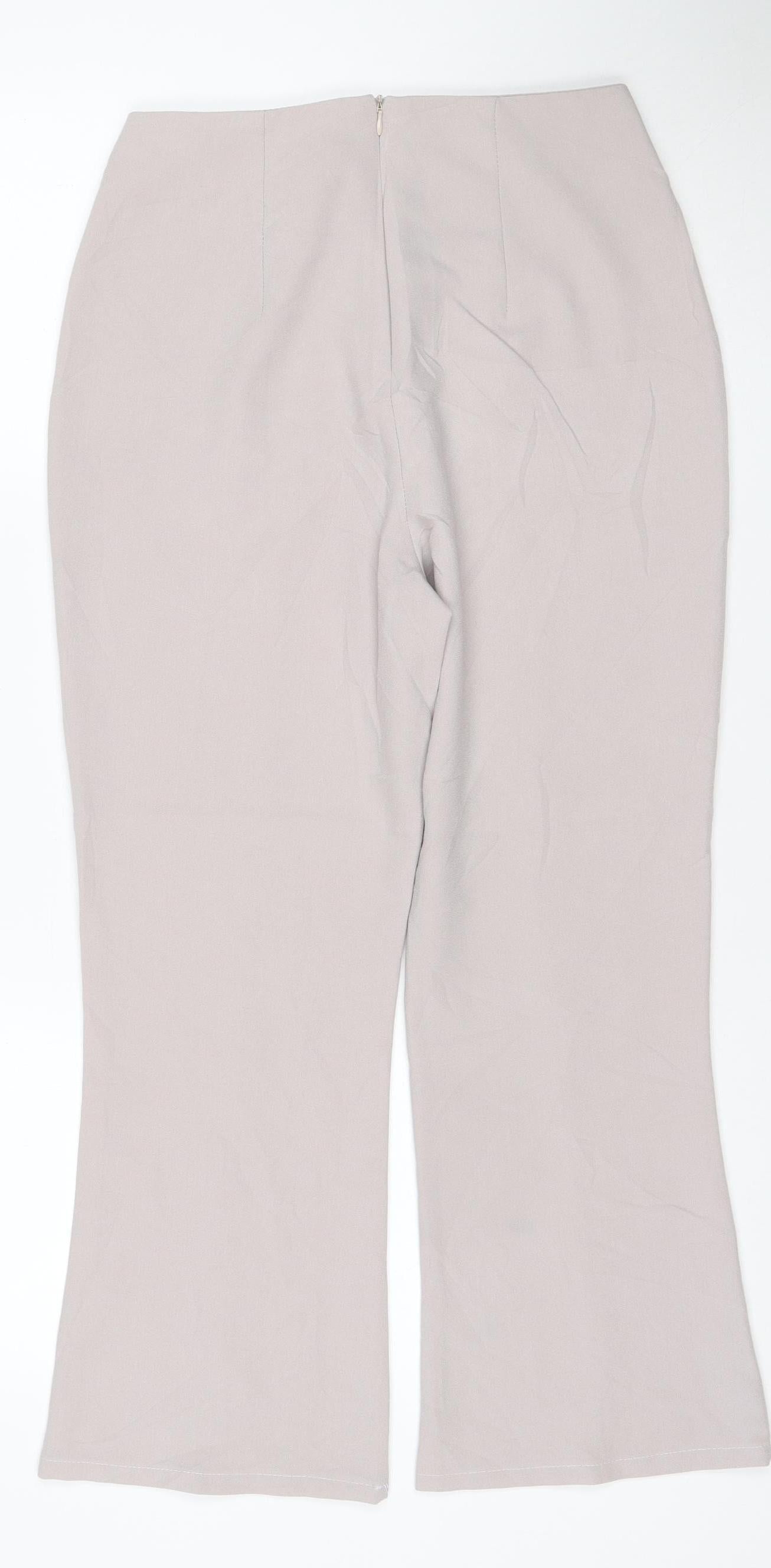 Nasty Gal Women’s Beige Wide-Leg Crepe Trousers UK 10