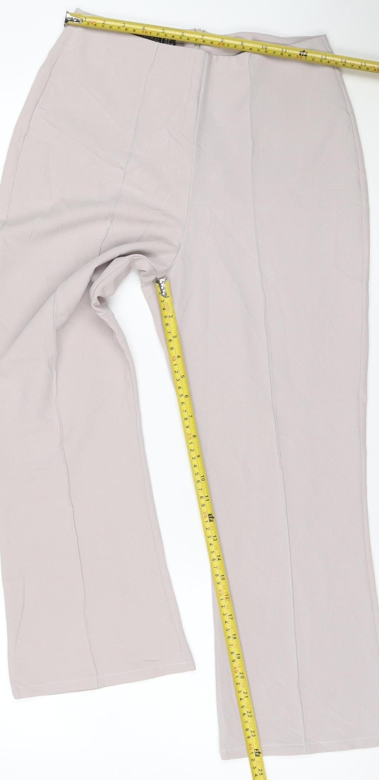 Nasty Gal Women’s Beige Wide-Leg Crepe Trousers UK 10