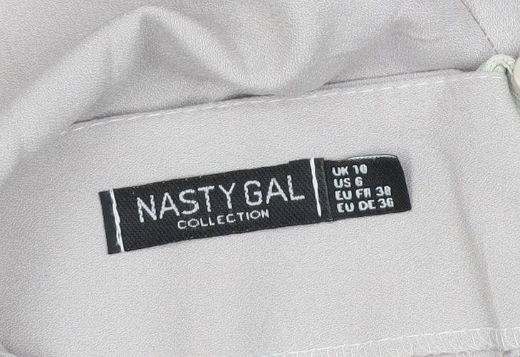 Nasty Gal Women’s Beige Wide-Leg Crepe Trousers UK 10