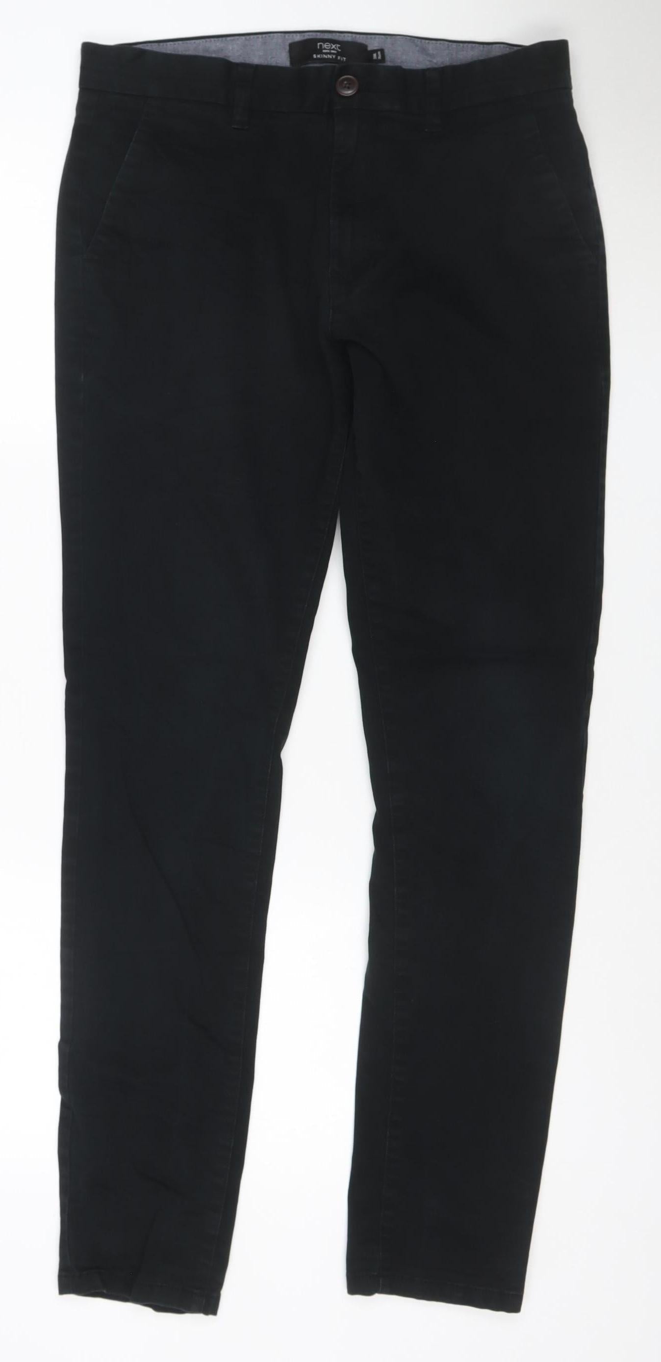 Next Men’s Black Skinny Fit Chino Trousers 30W 31L Cotton Stretch