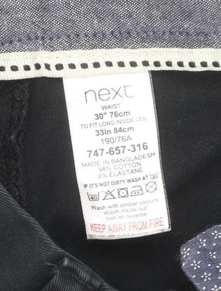 Next Men’s Black Skinny Fit Chino Trousers 30W 31L Cotton Stretch
