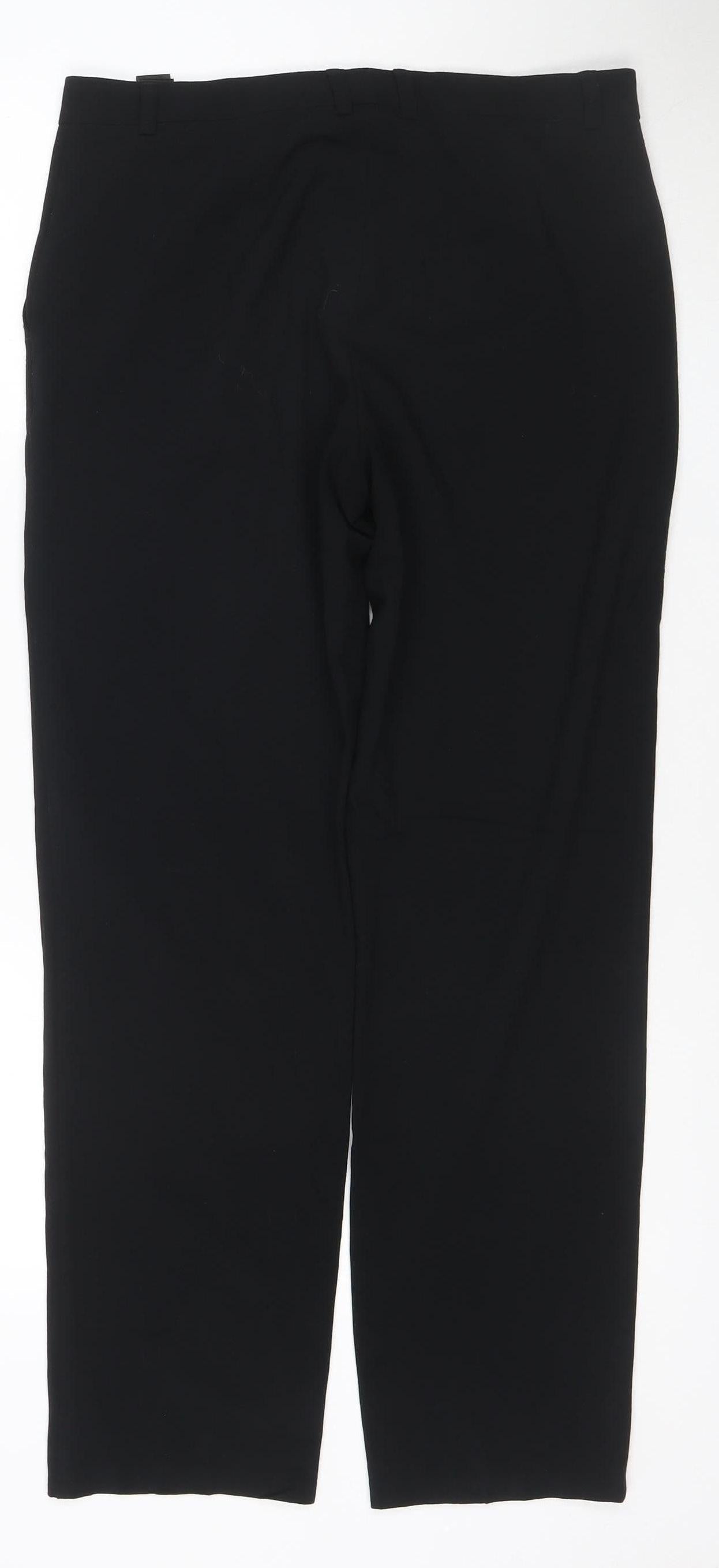 Marks and Spencer Women Black UK 12 Regular Straight Leg Trousers