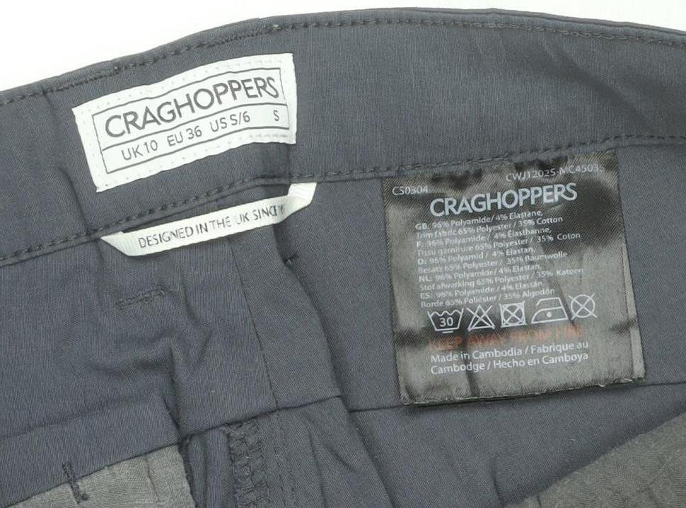 Craghoppers Womens Grey Cargo Travel Trousers Size 10 Regular