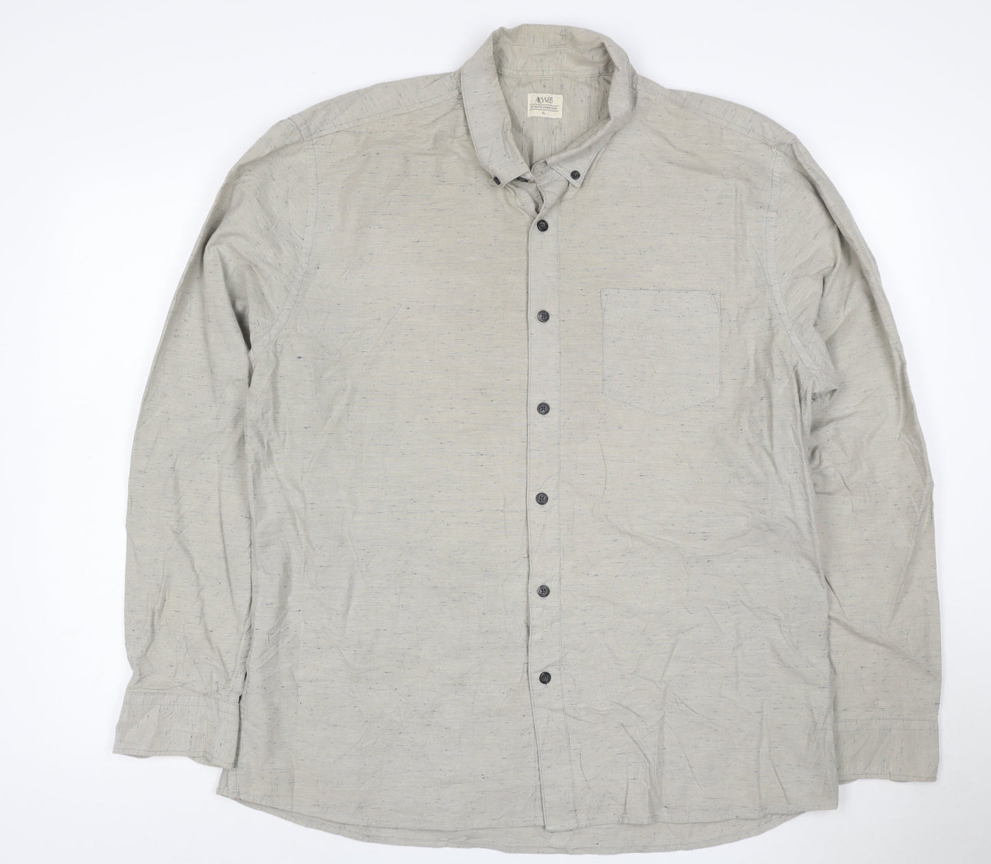 AW85 Men's Grey XL Button-Down Long Sleeve Casual Shirt