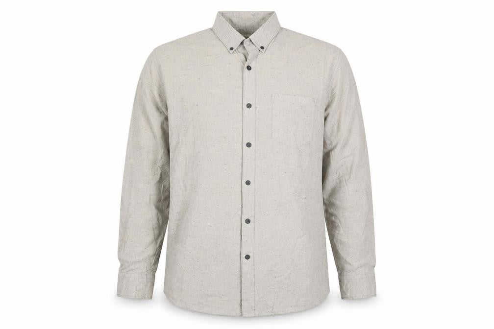AW85 Men's Grey XL Button-Down Long Sleeve Casual Shirt