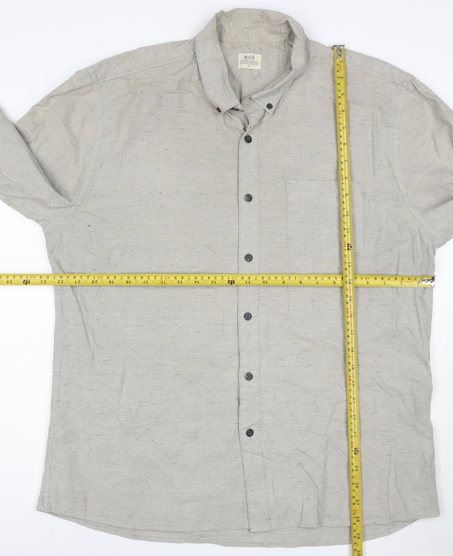 AW85 Men's Grey XL Button-Down Long Sleeve Casual Shirt