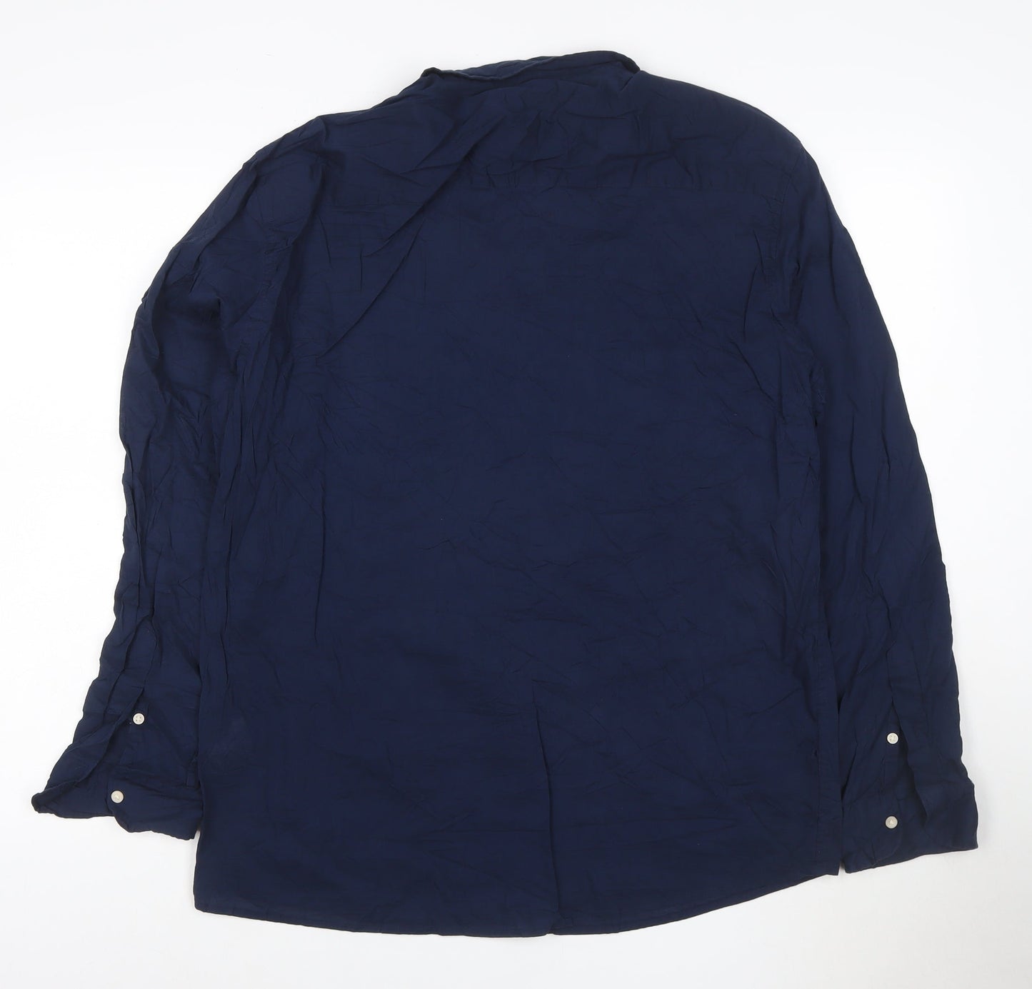 ZARA Men Blue Cotton Button-Down Long Sleeve Casual Shirt XL