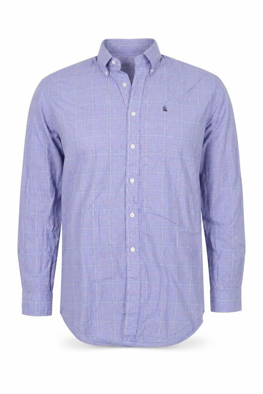 Nautica Men's Blue Check 15.5 Button-Down Long Sleeve Cotton Shirt