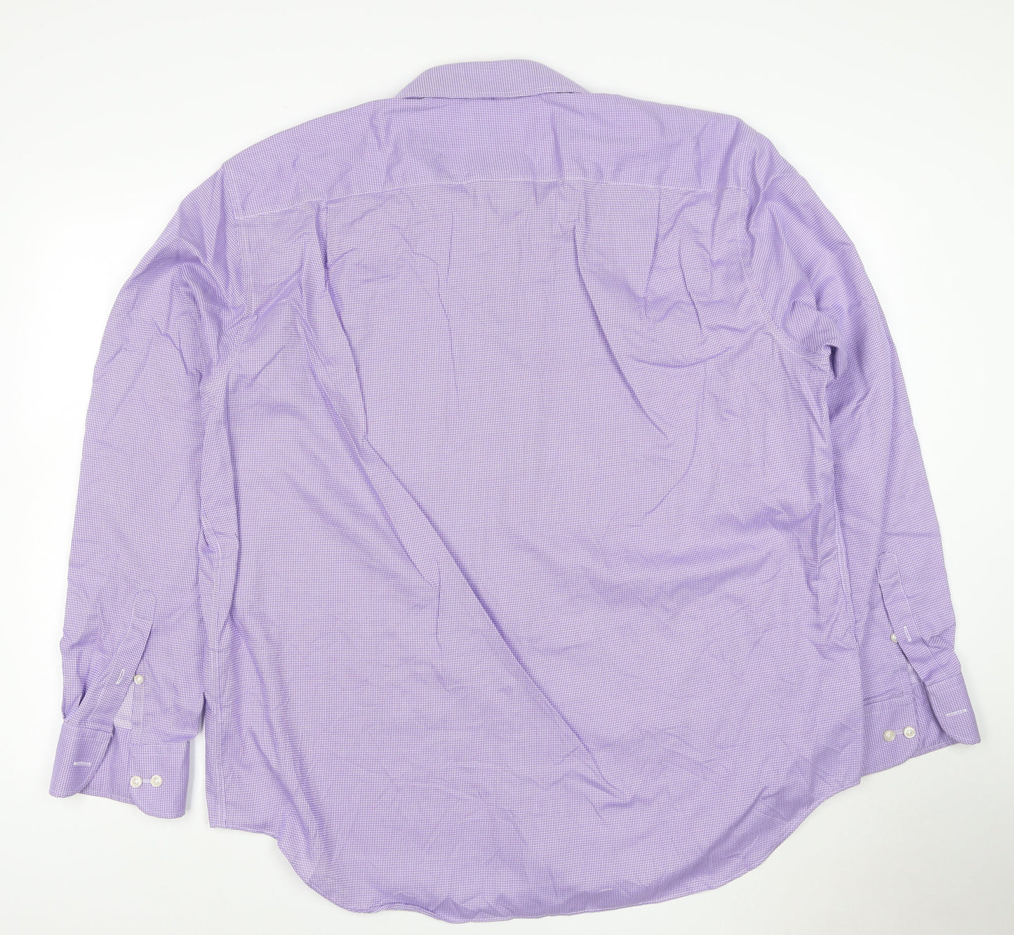 Marks and Spencer Men's Purple Regular Fit Long Sleeve Cotton Shirt Size 18 46