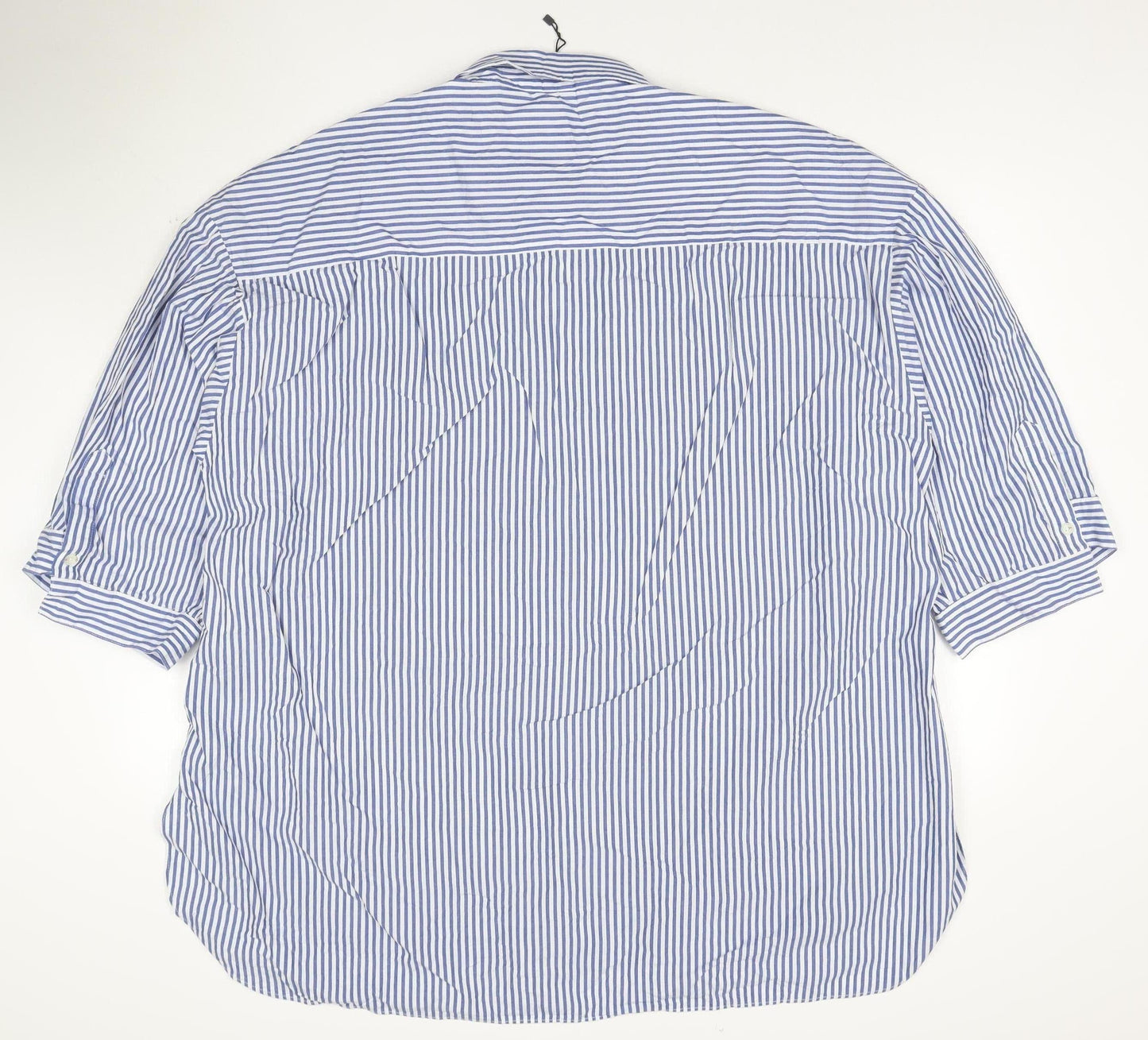ZARA Men's Blue Striped Cotton Button-Up Shirt 2XL Regular Fit
