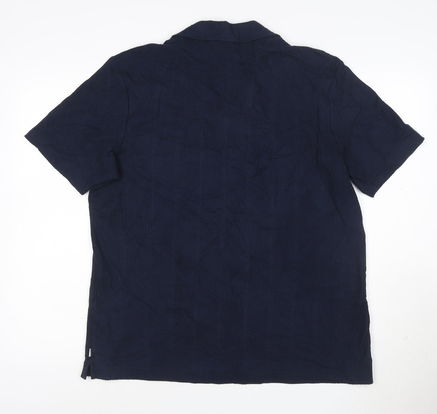Marks and Spencer Autograph Men's Navy Cotton Short Sleeve Polo L