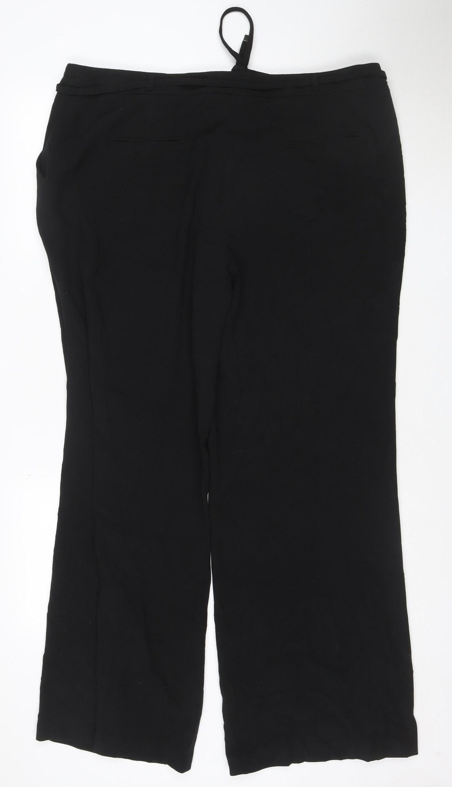 Betty Jackson Black Women’s Wide-Leg Black Trousers Size 18 Wool Blend