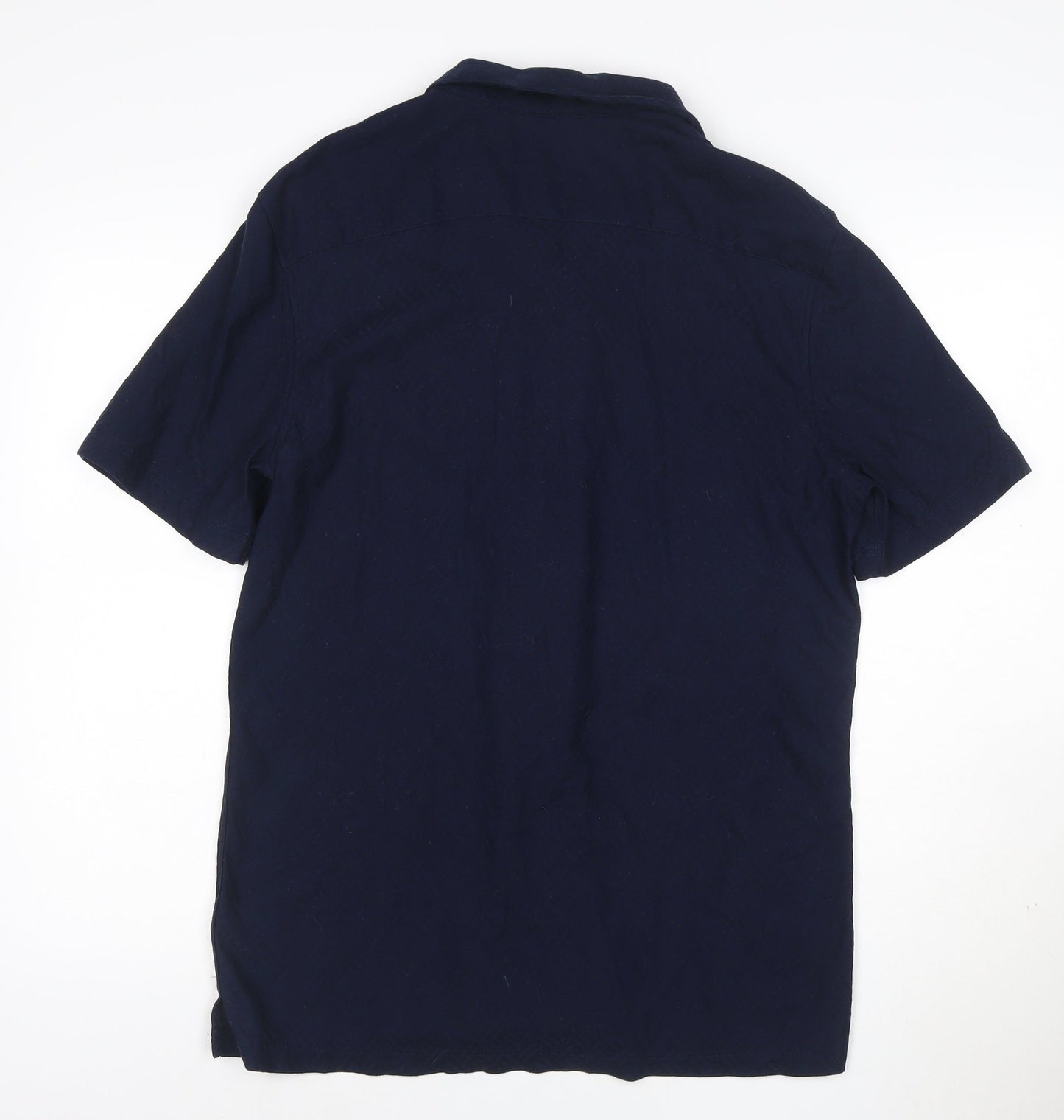 Marks and Spencer Autograph Men's Blue L Short Sleeve Cotton Button-Up Shirt