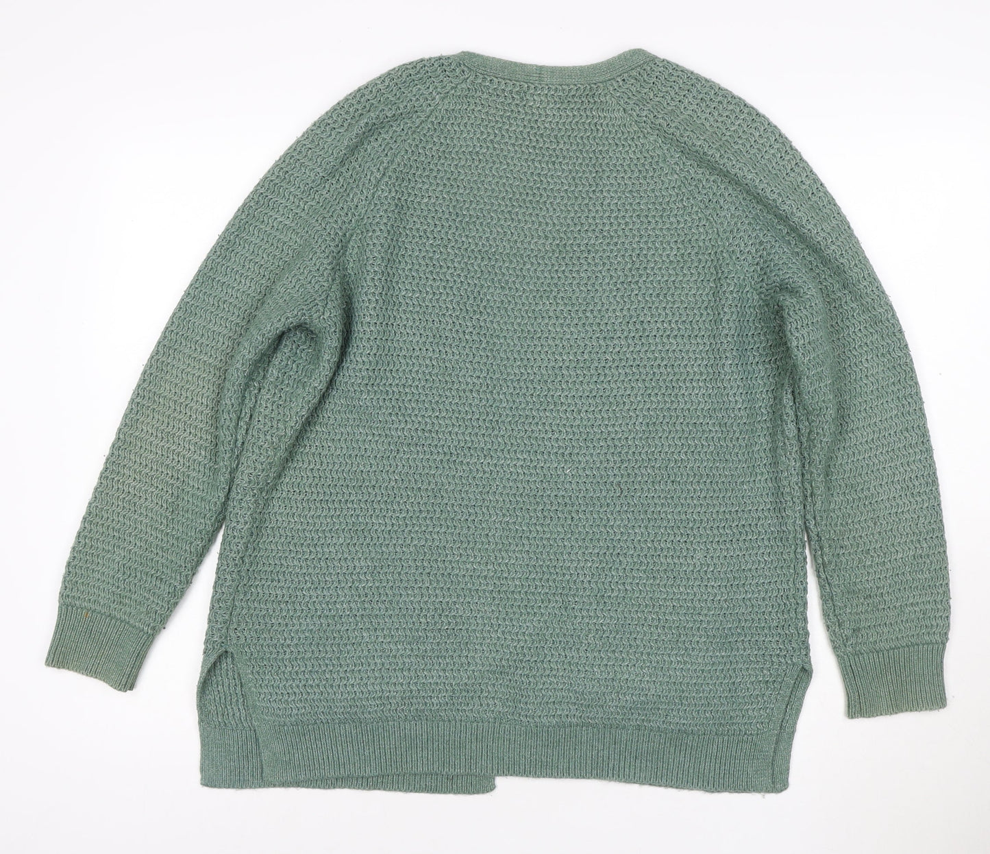 Fat Face Women's Green Cotton Knit Long Sleeve Cardigan Size 12