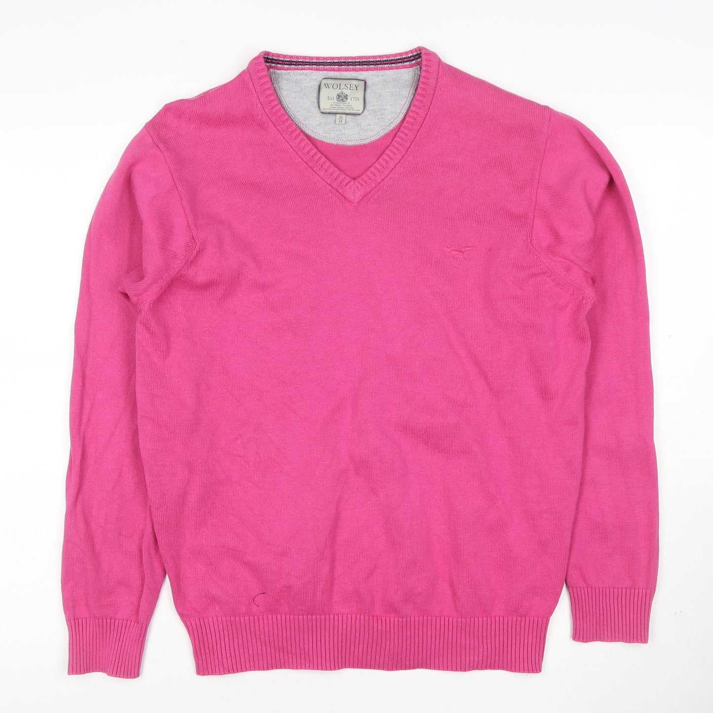 Wolsey Men's Pink Cotton V-Neck Jumper Size M