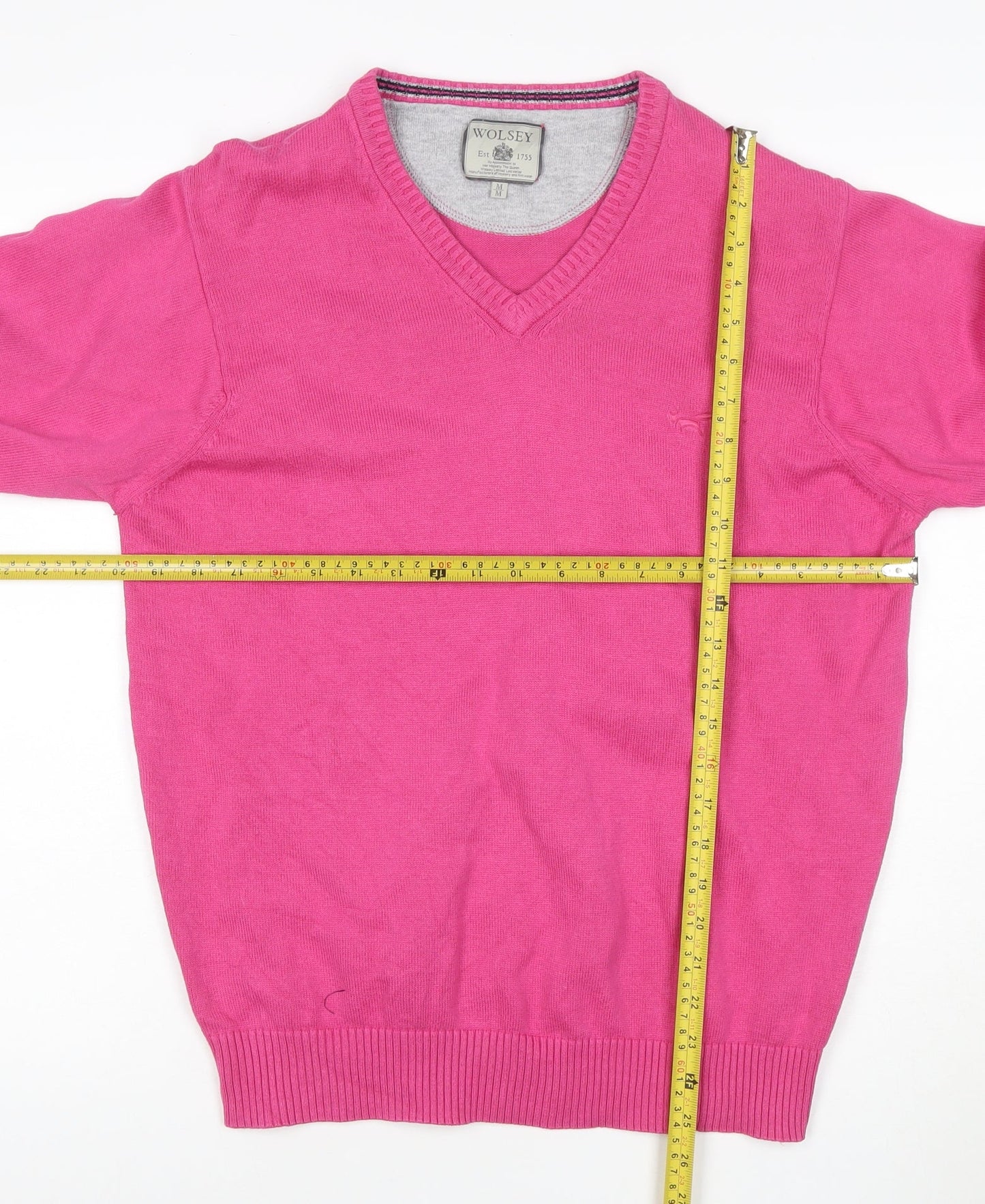 Wolsey Men's Pink Cotton V-Neck Jumper Size M
